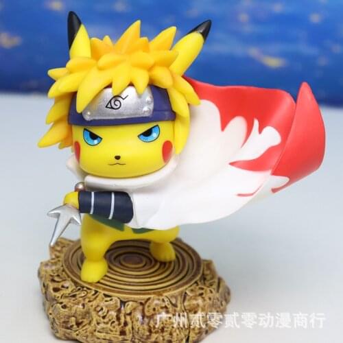 TAKARA TOMY Pokemon pikachu cos Namikaze Minato NARUTO 10cm Model figure Car decoration kids birthday toy Surprise gift