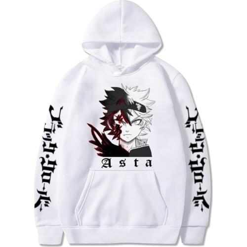 Black Clover Hoodies Asta Anime Cosplay Pullovers Loose Oversized 4XL Men Women Streetwear Hooded Solid Sweatshirt 2021 Top