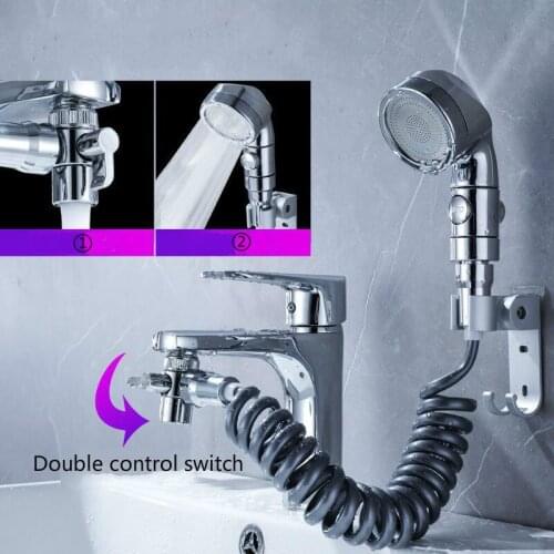 Bathroom Faucet Extender External Shower Stainless Steel Water Divider Small Nozzle Set Bathroom Supplies Bath Shower System