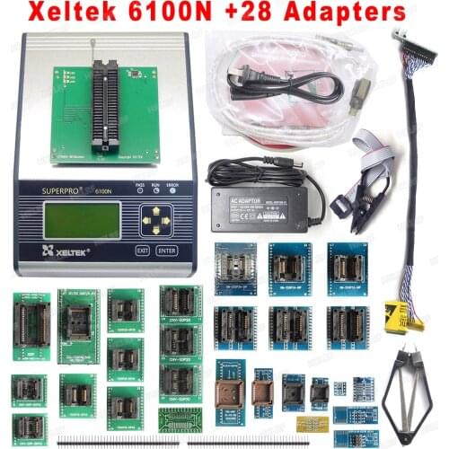 SuperPro 6100N XELTEK Universal Programmer + 28 Adapters With IC Chip Extractor