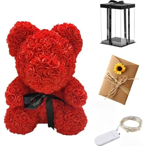 20cm Eternal Flower Rose Bear With Box Lovely Cute Doll Ornament Gift For Valentines Day Gril Friend Gift Drop Ship Wholesale