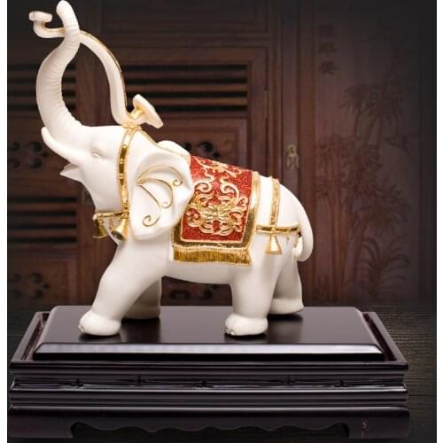 Vintage chinese 24k gold foil white porcelain elephant figurines ornament