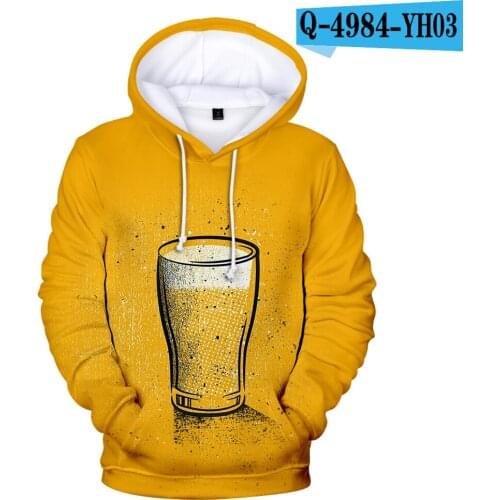 Funny to Yellow 3D Hoodies Beer Men/Women Sweatshirts Beer Popular Autumn 3D Long Sleeve Pullovers Fashion Casual Outwear
