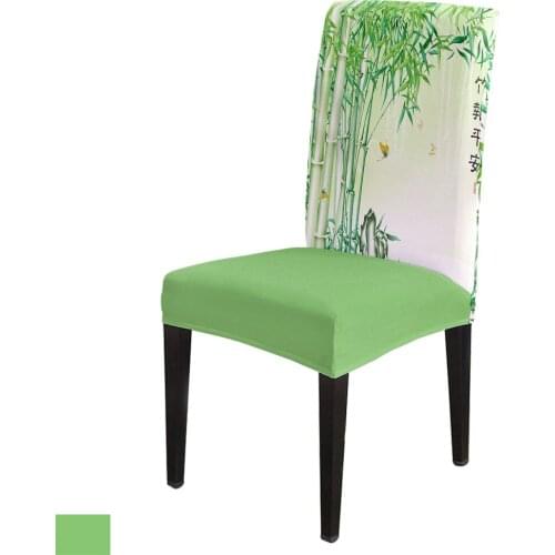 Green Bamboo Forest Butterfly Chair Cover Spandex Elastic Printing Dining Chair Kitchen Seat Case Stretch
