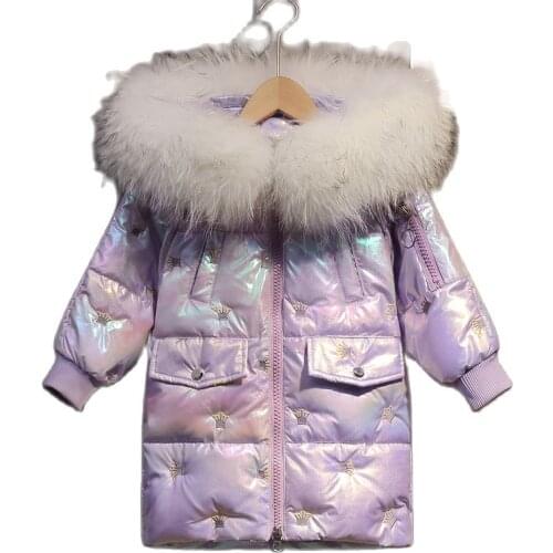 Girls Winter Down Jacket Baby Girls Clothes 2021 New Girl Korean Mid-length Thick Crown Padded Jacket Winter Clothes for Girls