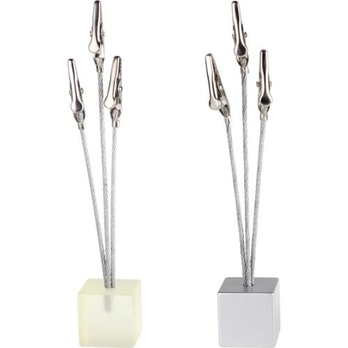 100pcs Small Cube 3 Alligator Wire Memo Picture Note Card Desk Paper Photo Clip Holder Wedding Party Table Decoration ZA5525