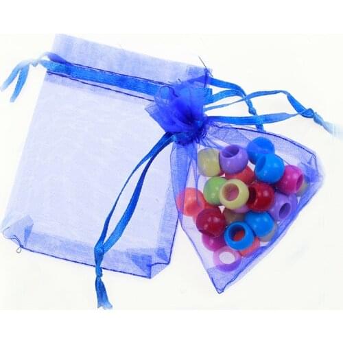 11*16cm 100pcs Blue Gift Bags For Jewelry/wedding/christmas/birthday Yarn Bag With Handles Packaging Organza Bags