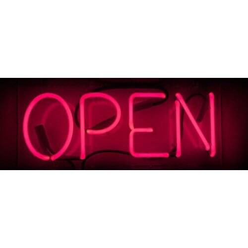 14“ Cafe Open Acrylic Custom Neon Light Lamp Sign Beer Bar Handmade Real Glass EE Decorate Home Wall Room Windows Tube Artwork