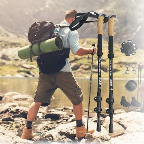 2 PCS Aluminum Alloy External Quick Lock Trekking Pole Nordic Walking Stick With Accessories For A Variety Of Terrain Scenarios