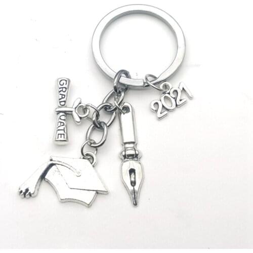 2021 graduation ceremony key chain graduation certificate graduation souvenir bachelor hat class badge keychain