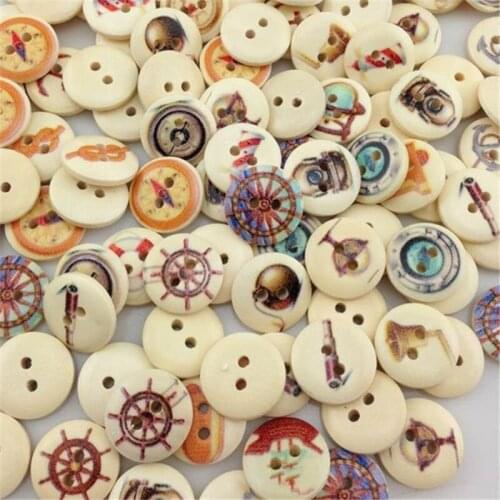 30/50/100pcs Mixed Pattern Wood Buttons Fit Sewing or Scrapbooking 15mm WB211