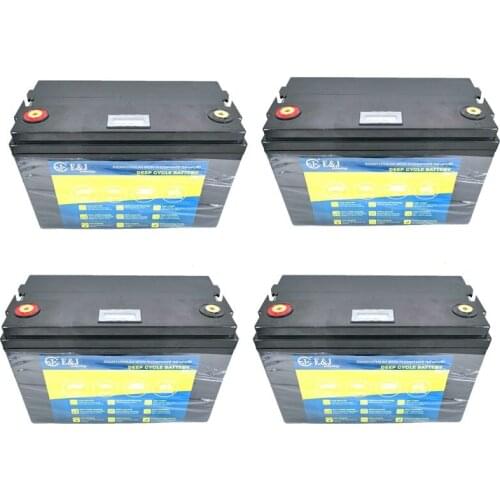 4pcs LiFePO4 12V 100Ah Battery With Voltage Indicator Packed 24V 200AH 48V 100Ah For Solar PV UPS RV Caravan Electric Bike Car