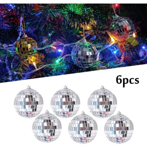 6pcs Christmas Decoration Ball Xmas Tree Hanging Ornaments Pendants Mirror Glass Disco Ball Bauble Home Christmas Party Decor