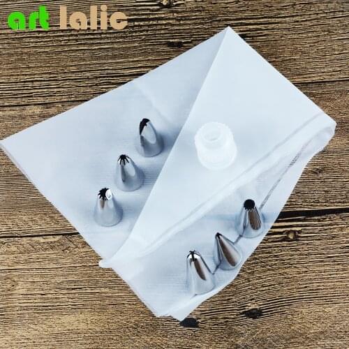 8 PCS/Set Silicone Kitchen Accessories Icing Piping Cream Pastry Bag + 6 Stainless Steel Nozzle Set DIY Cake Decorating Tips Set