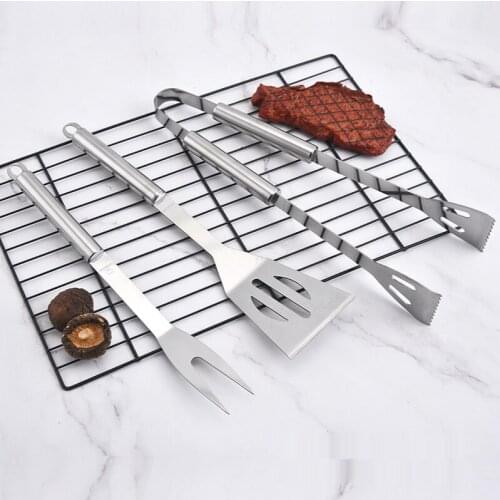 AISITIN Grill Accessories Extra Thick Stainless Steel BBQ Utensils 3 Pieces Barbecue Tools with Case - Spatula, Fork, Tong