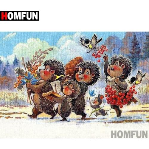 HOMFUN Full Square/Round Drill 5D DIY Diamond Painting "Cartoon hedgehog" Embroidery Cross Stitch 5D Home Decor Gift A07336