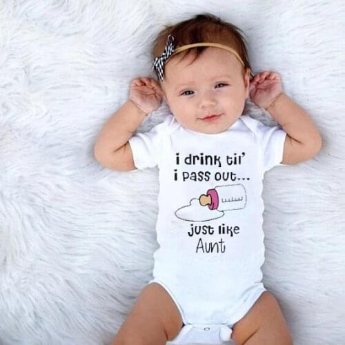 I Drink Till I Pass Out Just Like Aunt Summer Newborn Baby Bodysuit Boys Girls Clothes Cotton Short Sleeve Cute O Neck Jumpsuits