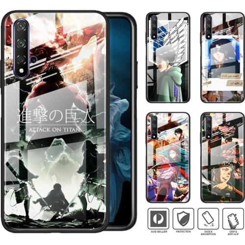 Tempered Glass Hot New Shell Luxury Cover Hot Anime Attack on Titan For Honor 30 20 10 9X 8X Pro Plus Lite Phone Case