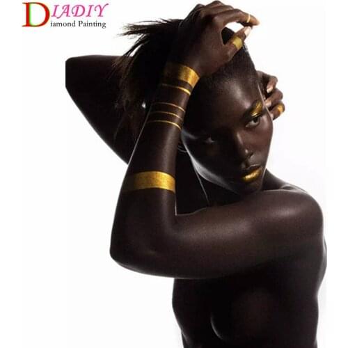 Black White African Woman 5D Diamond Painting Full Cross Stitch Mosaic Abstract Nude Girl Diamond Embroidery Home Room Decor Art