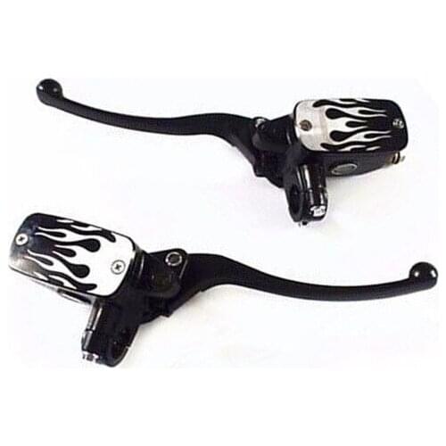 Black 7/8" Flame Handlebar Brake Clutch Lever For Honda Kawasaki Suzuki Victory