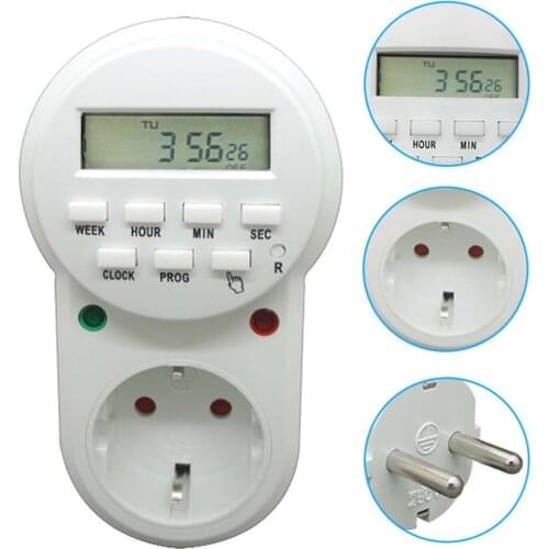 EU Electronic Smart Digital Timer Outlet 7 Days 12/24 Hour Programmable Adjustable Timing Socket for Kitchen Fish Timer
