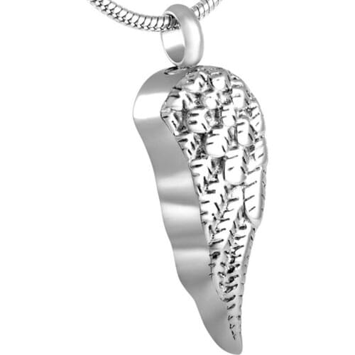 IJD8559 Stainless Steel Angel Wing Urn Necklace for Ashes Cremation Jewelry with Fill Kit Pendant