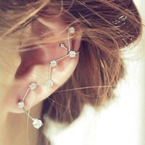 Personality charm Big Dipper Shape Rhinestone Earring for Women Fold Ear Clip Trendy Jewelry Accessories Wholesale 1PCS