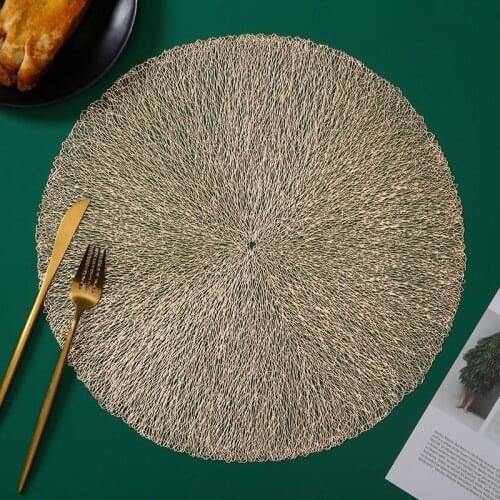 4/6 Pieces of Bronzing Coffee Table Mat PVC Rose Gold Hollow Insulation Decorative Dining Table Mat Fried Silk Dining Table Mat