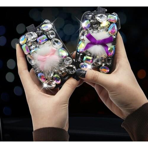 Leather Shiny Diamonds Wallets Car Key Purse Key Bag Womens Diamond Key Bag