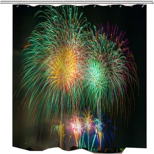 Colorful curtain bathroom carpet fireworks bathroom screen polyester childrens bathroom curtain