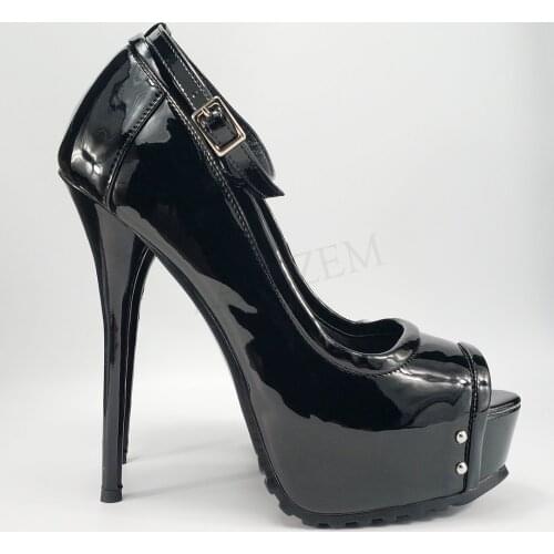 LAIGZEM Women Platform Heels Ankle Strap Peep Toe Pumps Stiletto Heel Party Prom Zapatos Mujer Shoes Woman Large Size 50 51 52