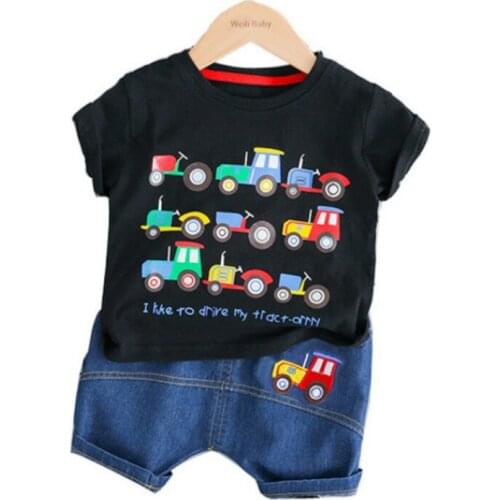 Summer Fashion Children Cotton Clothes Kids Boys Girls Cartoon T-Shirt Shorts 2pcs/Sets Infant Casual Sportswear Baby Tracksuit