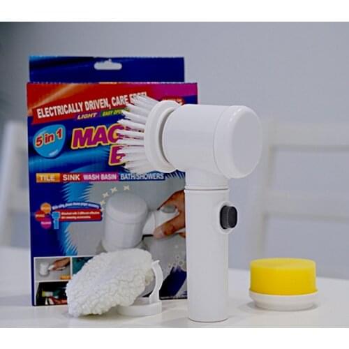 Hot new product white electric automatic cleaning magic brush with three brush heads