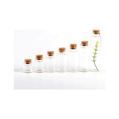 50pcs Mini Bottle with Cork Stopper 10ml 15ml 20ml 25ml 30ml 40ml 55ml Empty Bottles Containers Jars Vial idea for Wedding Gift