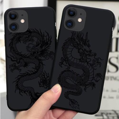 Fashion Dragon Black Silicone Phone Case For IPhone 12 Mini 11 Pro Max XR XS XSMax X 5 5S SE 2020 6 7 8 Plus TPU Cover