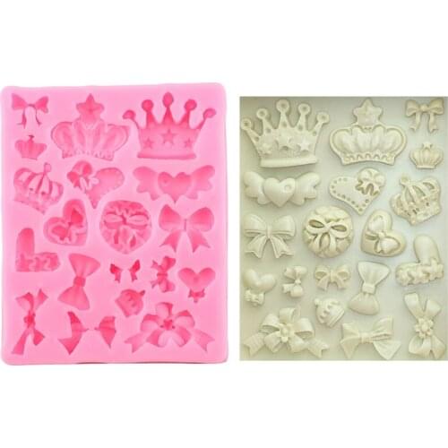 Cartoon Crown Bow Tie Silicone Fondant Cake Mold Cupcake Jelly Candy Chocolate cake Decoration Baking Tool Moulds