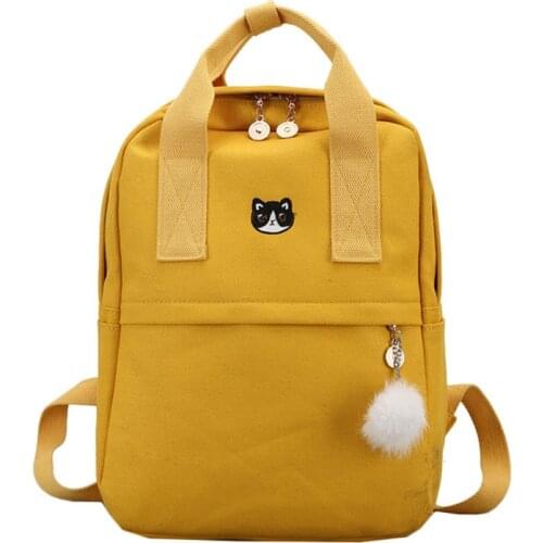 New Cute Canvas Backpack Fashion Women Backpack for School Teenagers Girls Big Capacity Yellow Travel Bag Female Bookbag Mochila