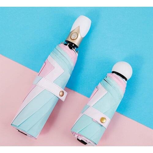 Creative Colour Changing Umbrella gradient Rainbow Novelty pocket umbrella rain women parasol ladies capsule umbrellas