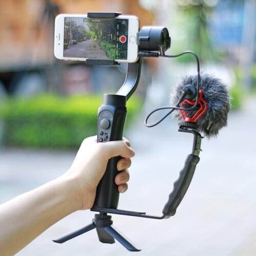 L Mic Stand With 2 Hot Shoe for Zhiyun Smooth Q 4 Stabilizer/Feiyu Gimbal/ By-MM1 Microphone/Video Light Stand/For iPhone 7