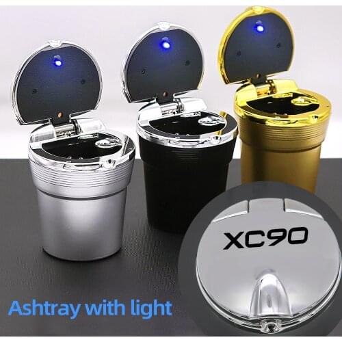Portable lamp Car ashtrays Customizable For Volvo XC90 2021Led Lights With Cover Creative Personality Cover cigarette trash can