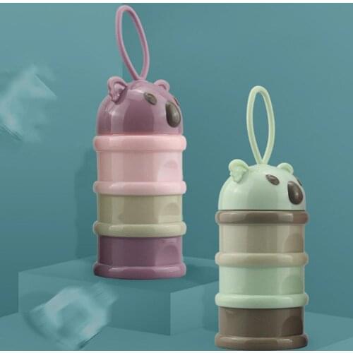 Portable Snack Dish BPA Free 3 Layers Infant Cartoon Milk Powder Box for Outing Home Use Food Storage Box Container