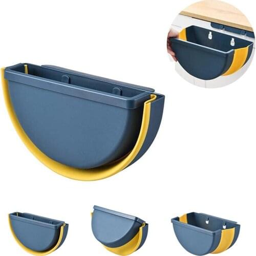 Folding Wall Mounted Waste Bin Kitchen Cabinet Door Hanging Trash Bathroom Door Toilet Waste Container Kitchen Storage Basket