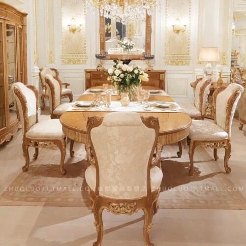 Modern Style Table 100% Solid Wood Italy Style Luxury Dining Table Set 6 chairs zl001