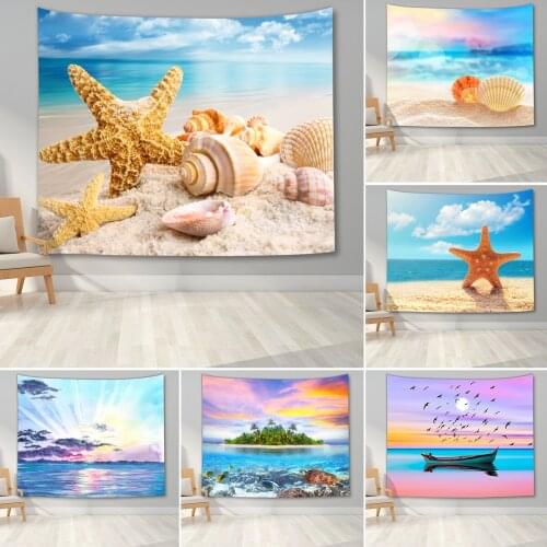 Tropical Beach Tapestry Northern Europe Style Blue Sky Azure Sea Print Tapestry Tapestry Bedroom Wall Decoration Art Tapestry