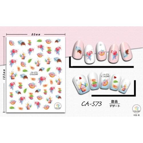 UPRETTEGO SUPER THIN SELF ADHESIVE 3D NAIL ART NAIL SLIDER STICKER FLOWER PLANT PALM LEAF KISS LIPS FRUIT AVOCADO CA567-576