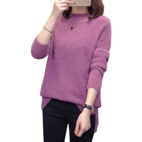 Knitted Solid Color Female Autumn Clothes Korean WomenS Oversize Pulovers Knitted Sweater 2020 Winter Sweater Clothes A6538