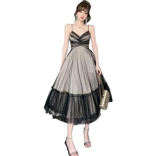 Mesh Patchwork Print Polka Dot Ruched Sexy Party Dresses Women Evening Midi Sundresses Fashion Dress for Women Clothing 2020