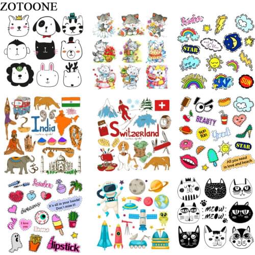 ZOTOONE Animal Cat Astronaut Patch Iron on Transfers for Clothing Applications DIY T-shirt Heat Transfers Appliques Stickers E