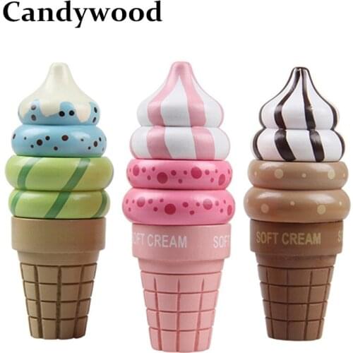 1Set Kids' Kitchen Toys Mother Garden Pretend Strawberry Ice Cream Wooden Pretend Play Toys for Children Girl