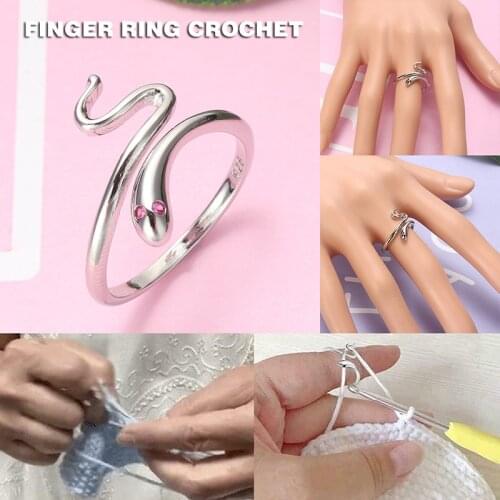 1pc Adjustable Snake Shape Finger Loop Crochet Ring Hook Retro Knitting Kit Protect Fingers For Knitting Sewing Tools